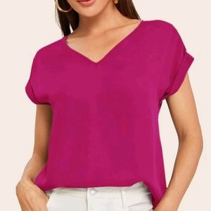 New Pink V neck Top